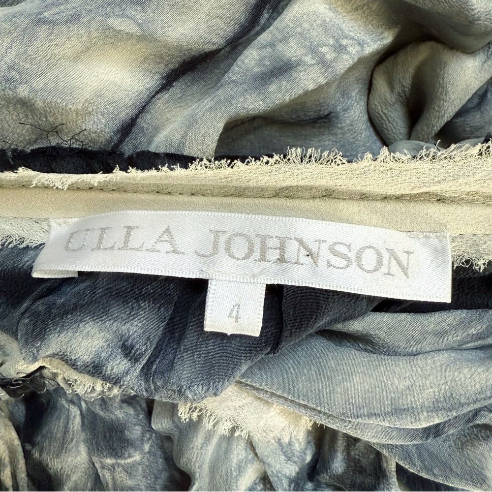 ULLA JOHNSON BLACK GRAY TIEDYE PRINT ELASTIC WAIST SILK MAXI SKIRT - Picture 8 of 10